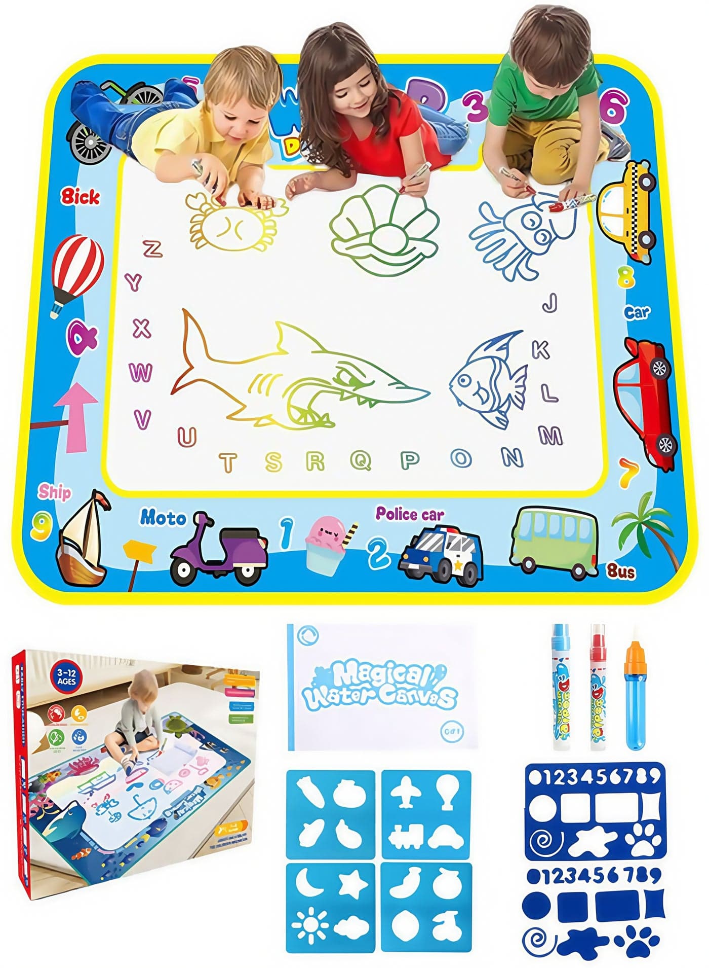 Magic Watercanvas Magic Colorful Graffiti mat Car World