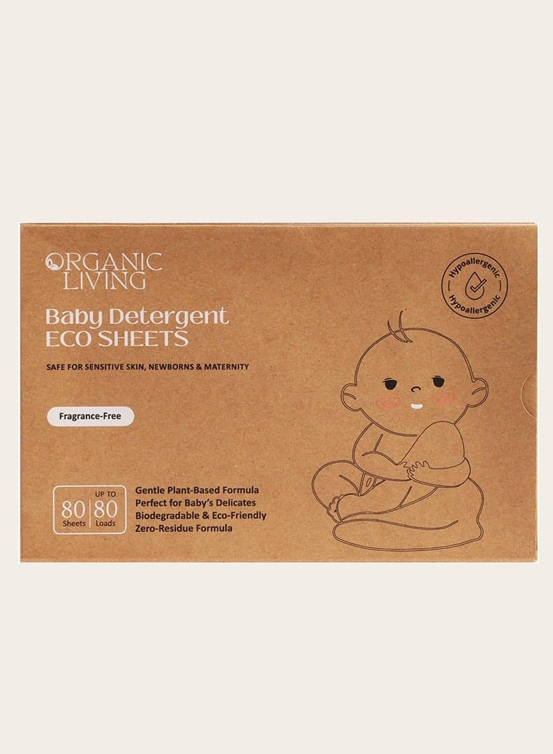 Baby Laundry Detergent Eco Sheets – Fragrance-Free | 80 Sheets (Up to 80 Loads) | 3-in-1 Plant-Based, Hypoallergenic, Plastic-Free