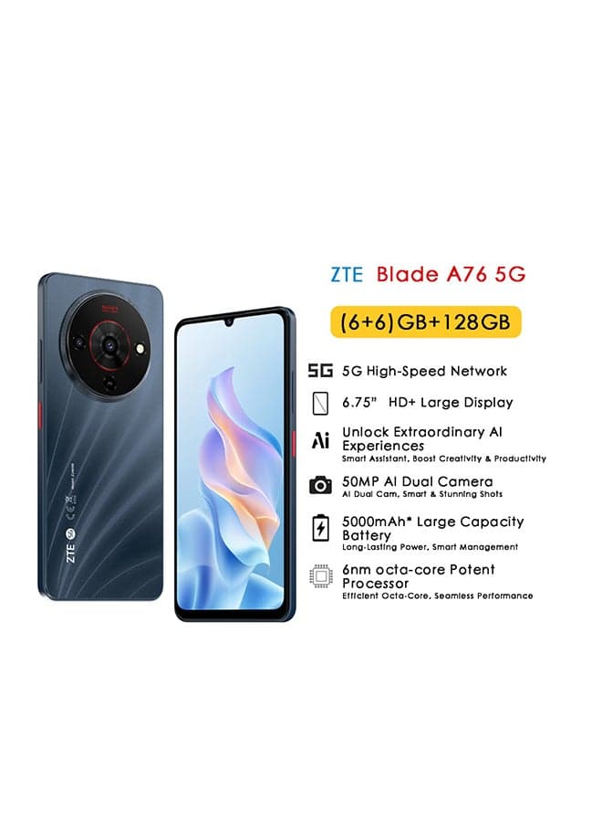 Blade A76 Dual SIM Stardust Black 12GB RAM 128GB 5G with Charger -International Version