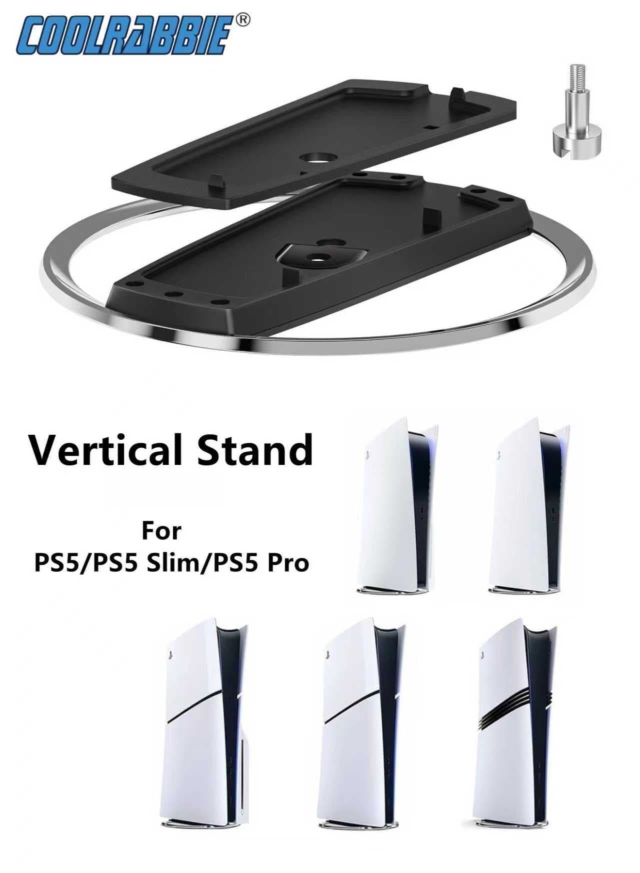 Vertical Stand for PS5 Pro, Stable Stand for PS5 Pro/Slim Console Disc and Digital, Easy-to-Install Accessories Compatible with PlayStation 5, with a Nice Look, a Sturdy Screw