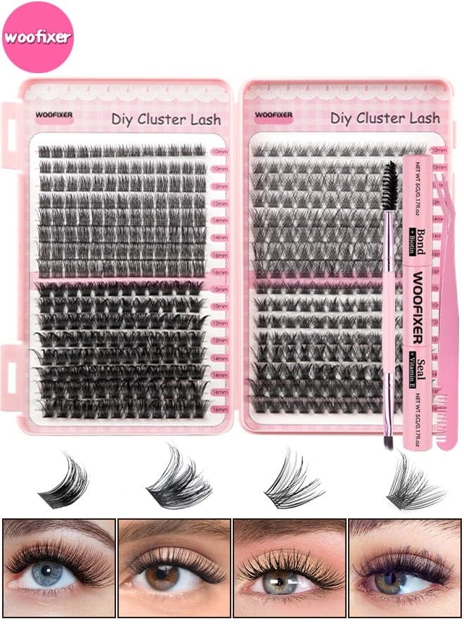 392 Pcs Lash Clusters, Lash Adhesive Glue & Lash Tweezer Set Eyelash Extensions Wispy False Eyelashes Lash Clusters DIY Eyelash Extensions Individual False Eyelashes for Women D-Curl Perfection for Your Eyes!