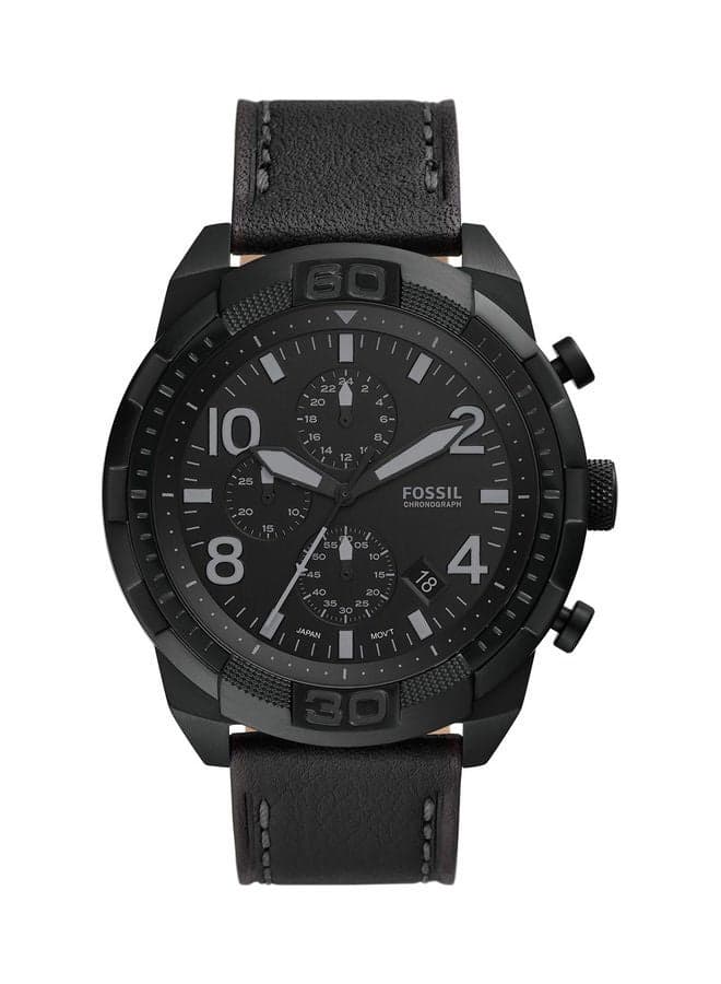 Men Analog Round Shape Leather Wrist Watch FS5874 - 50 Mm
