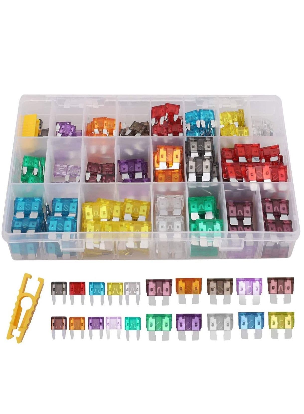 Car Blade Fuse Standard Fuses for Auto Fuses Replacement Assorted Auto Truck Car Standard Blade Fuses with Fuse Extractor Car Blade Fuse Standard Fuses Blade Fuse Assortment Set