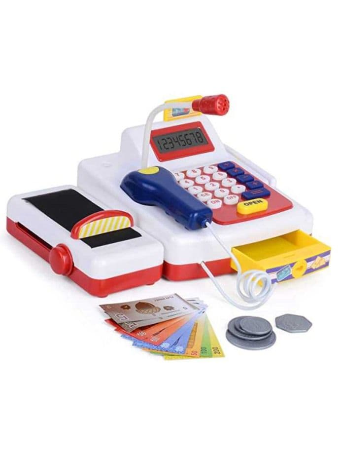 UKR Cash Register Toy for Kids – Interactive Pretend Play Calculator with Scanner, Lights & Sounds | Play Money Included | Educational Role-Playing Toy for Boys & Girls Ages 3+ | Learning & Counting Toy for Toddlers