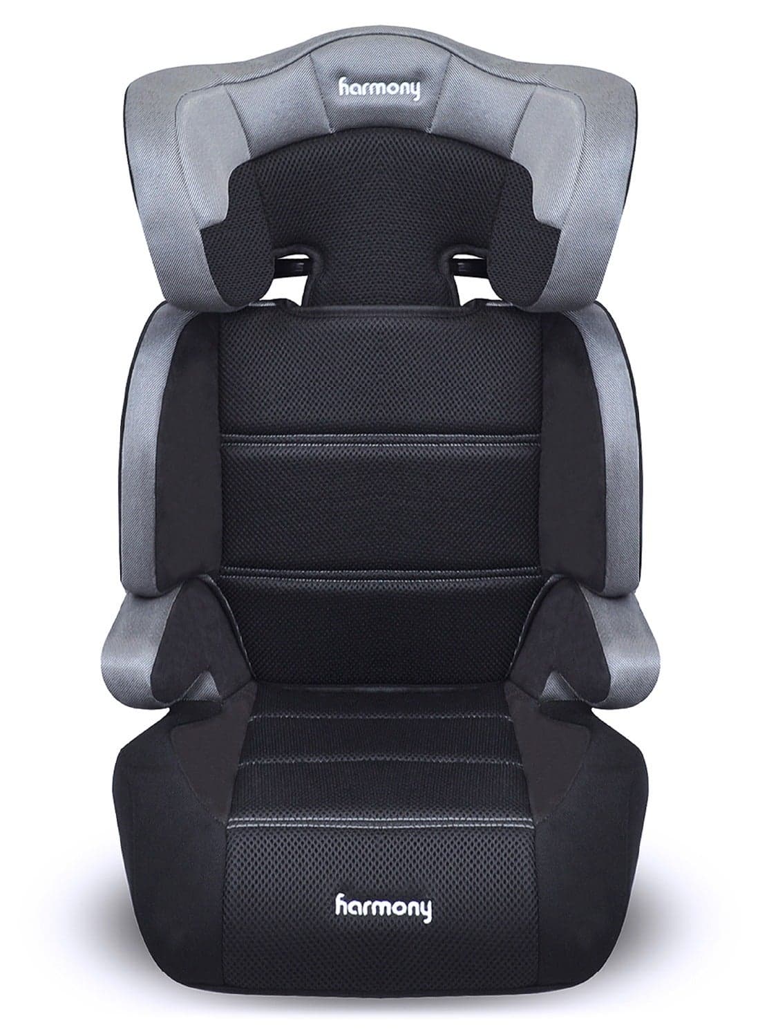 Harmony Dreamtime Deluxe Comfort Booster Car Seat – Heather Grey | 2-in-1 High-Back & Backless | 40–110 lbs | Adjustable Headrest | 3-Across Seating