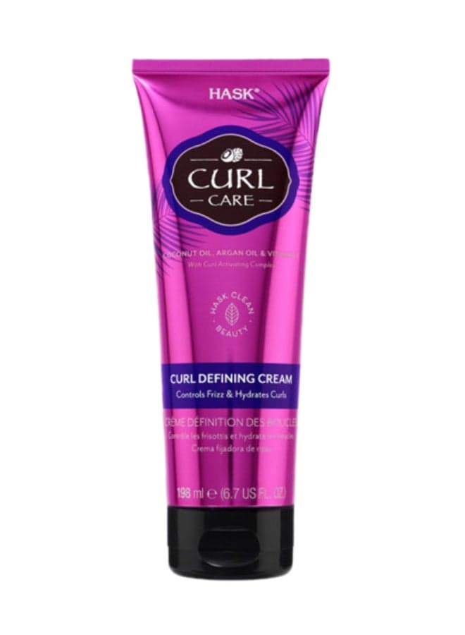 Curl Care Curl Defining Cream for Frizz-Free Curls - Enhances Natural Curl Pattern with Coconut Oil, Argan Oil & Vitamin E (198 ml)