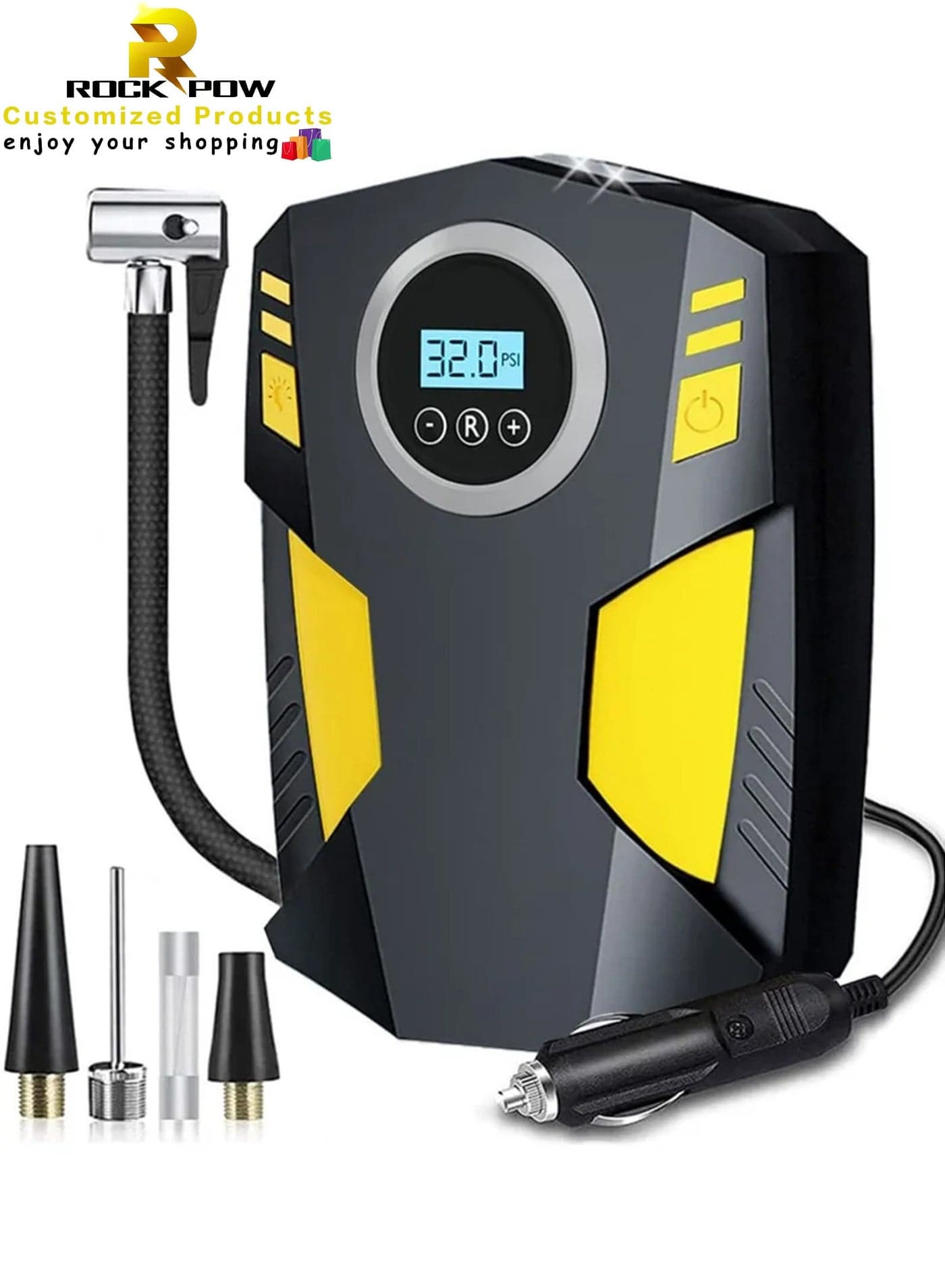 Digital Car Tyre Inflator Air Compressor with Auto Stop and LED Light 12V Fast Portable Air Pump for Car Bicycle Motorcycle Ball Air Mattress
