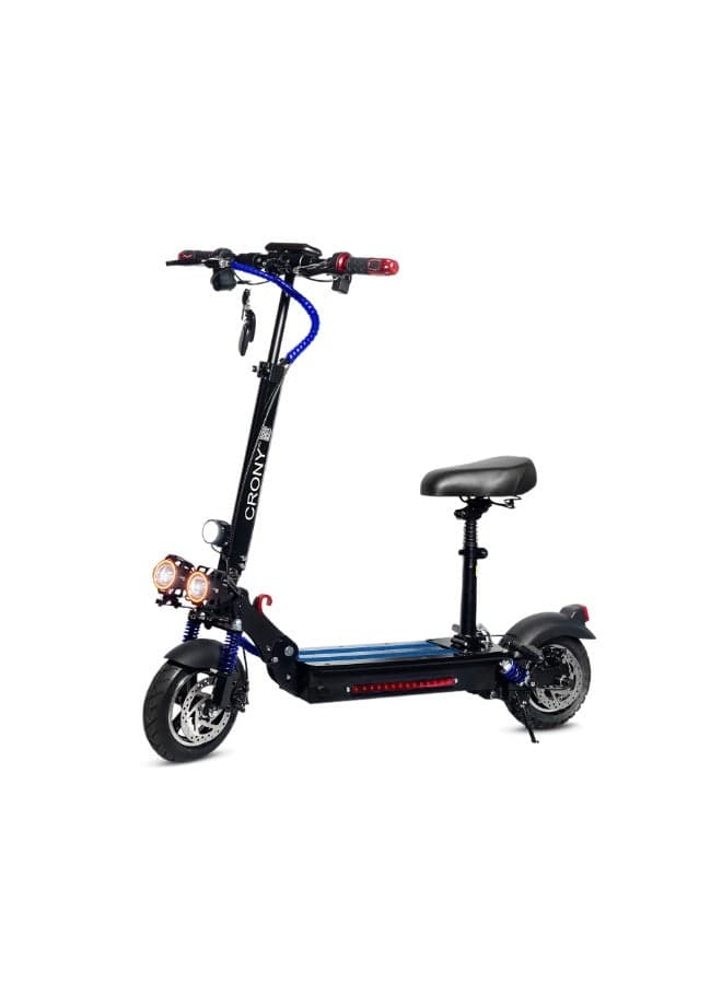 V10 Big Display 1200W Motor Electric Scooter, 20-40KM Range, 10” Off-Road Tires, 48V 12AH Battery, Dual Suspension, Dual Disc Brakes, Foldable Aluminum Frame, Triple LED Headlights, LED Base Lighting, Heavy Duty 120KG Load, Electric Scooter with Seat for Adults, Perfect for Fast Urban Commuting and Outdoor Adventures-BLUE