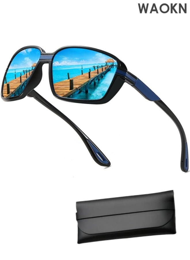Polarized Sunglasses for Men Women, Classic Square Sports Sun Glasses Driving, Fashion Shades for Womens Outdoor 100% UV400 Protection,Driving, Fishing, Traveling,Outdoor Travel Driving Daily Use Etc