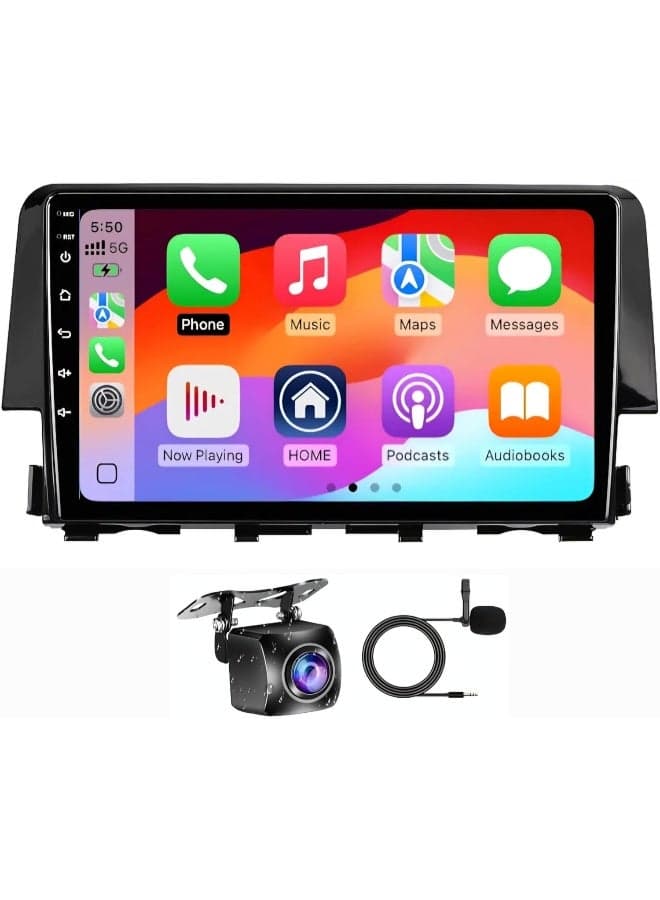 Fit Honda Civic Car Stereo Android Screen With Apple Carplay Android Auto Honda Civic 2016-2021 Fast Interface AHD Camera Included 4G&WIFI QLED (2+32GB Carplay)