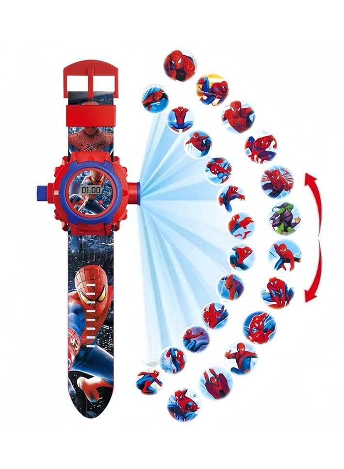 Spider Man Projection Watch Children's Cartoon Light-Emitting Watch Marvel Spider- Man Boys And Girls With LCD Display Flashing Light Electronic Toy Watch