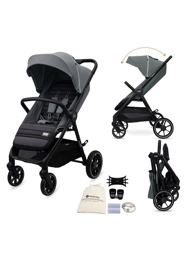 Neobreez VENTO All Terrain Stroller High Landscape Stroller One Hand Fold Travel and Adventure Buggy Stroller Outdoor Stroller, UV&Waterproof Canopy, Bag, Phone⋓ Holder&Toy Strap, LED lights,0-4yrs,22kg,3yrs Warranty
