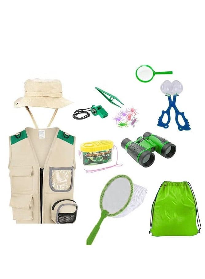 Premium Washable Backyard Safari Vest Adventure Kit – Kids Explorer & Paleontologist Costume Set
