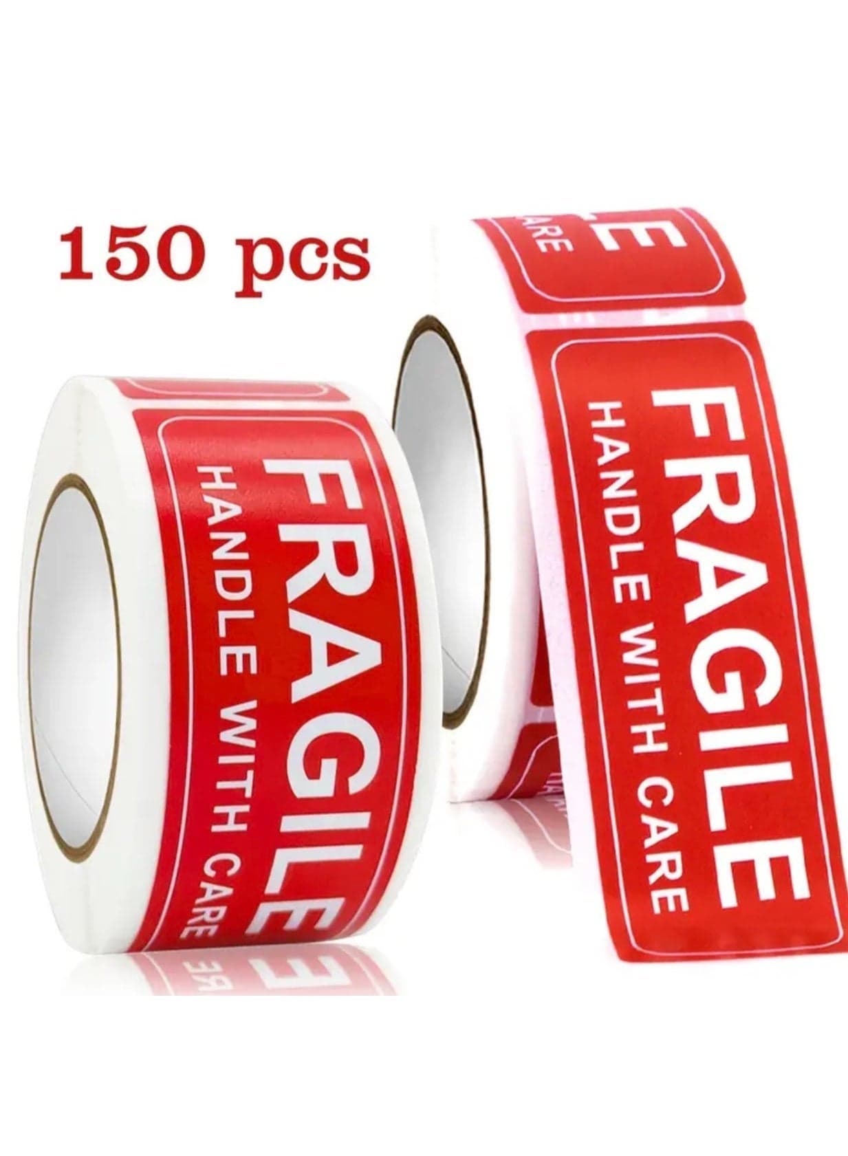 150-Count Fragile Warning Stickers Roll – Waterproof Rectangular “Handle with Care” Labels, Self-Adhesive PVC Packaging Stickers, Do Not Crush or Drop