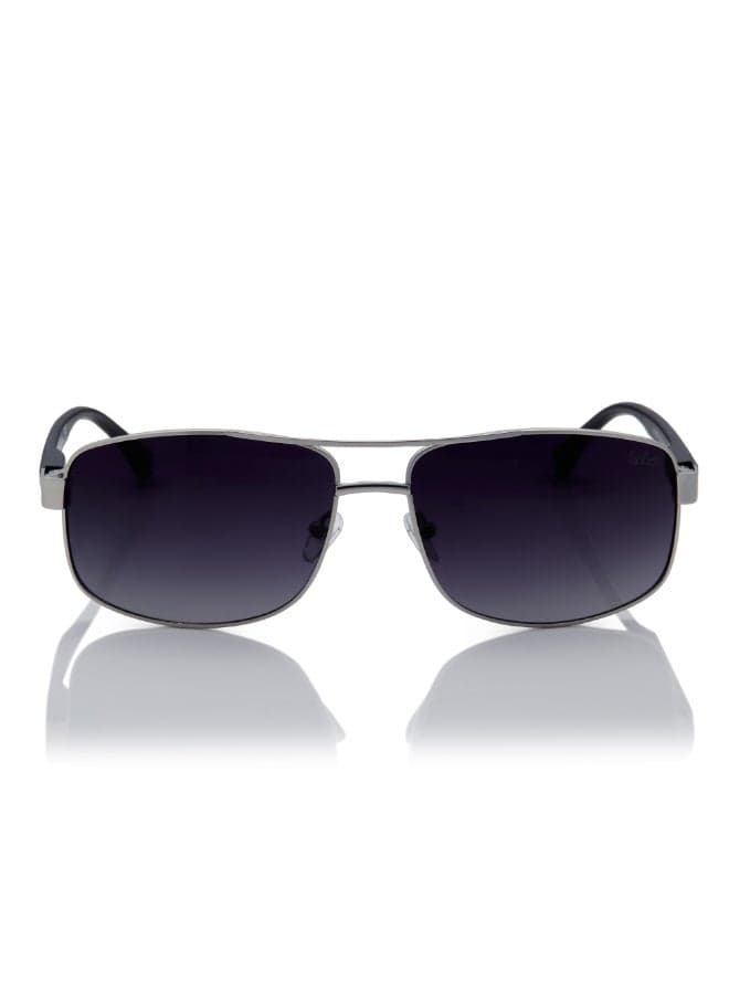 Men Polarized Sunglasses Silver Frame Gradient Grey Mirror Lens 64mm - LC1203C02