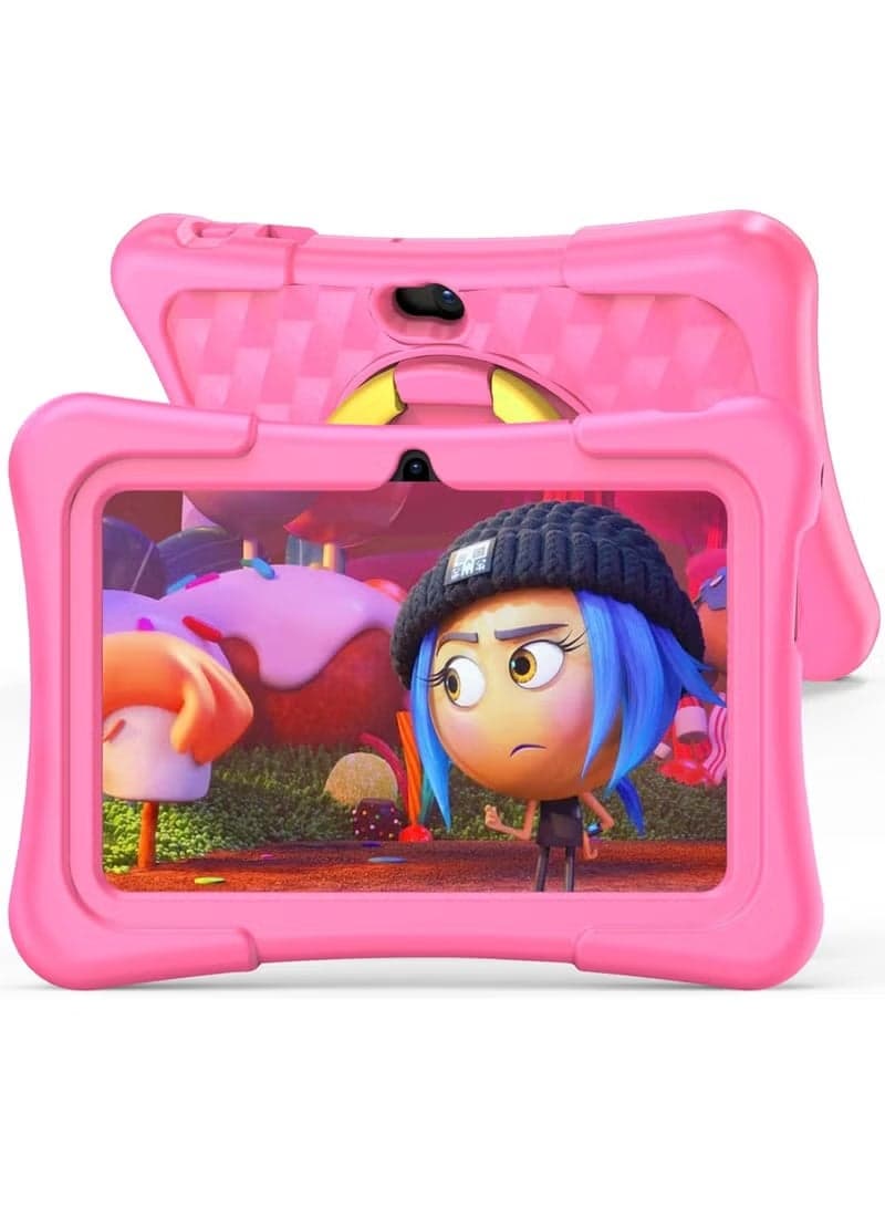 7 inch Android Tablet for Kids , Quad-Core Toddler Tablets with Shockproof Case, Kids Tablets 32GB+128GB with Parental Control, Educational Toddler Tablet with WiFi 5,Games, Dual Camera, Learning WiFi 5, Bluetooth, Camera,for Toddlers & Children 2-12 Years.(Pink)