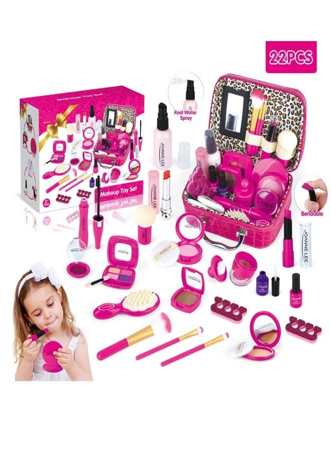 Kids Makeup Kit for Girls - Pretend Play Makeup Set with Bag, Makeup Set Toy for Little Girls,Beautiful Christmas Birthday Gift for Kids Age 6+