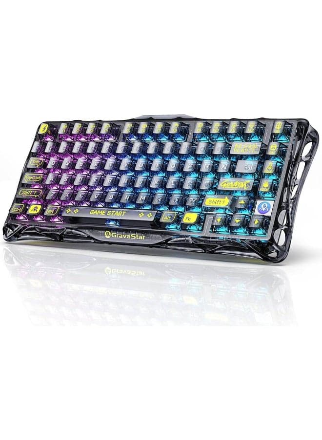 Mercury K1 Lite Mechanical Gaming Keyboard (Transparent Black) - 75% Hot-Swappable, Pre-Lubed Linear Switches, RGB Backlit, Wireless/Wired, 4000mAh Battery, Bluetooth/2.4GHz, Multi-Platform