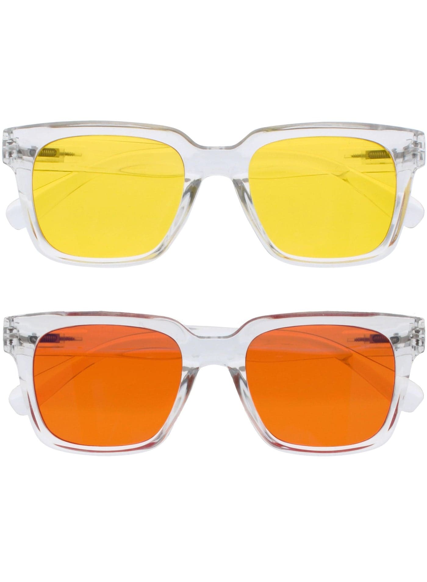 ERA Blue Light Glasses for Women Men, Oversized Frame with Yellow Polarised & Orange Lens and UV400 Protection, Anti-Reflective & Anti-Glare, Computer & Screen Glasses, Clear (Pack of 2)