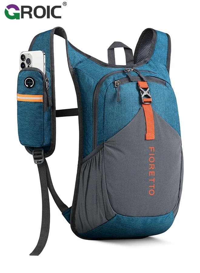 Small Hiking Backpack 15L - Lightweight, Water-Resistant, Foldable, Outdoor Backpack for Travel Walking Camping - Blue Gray