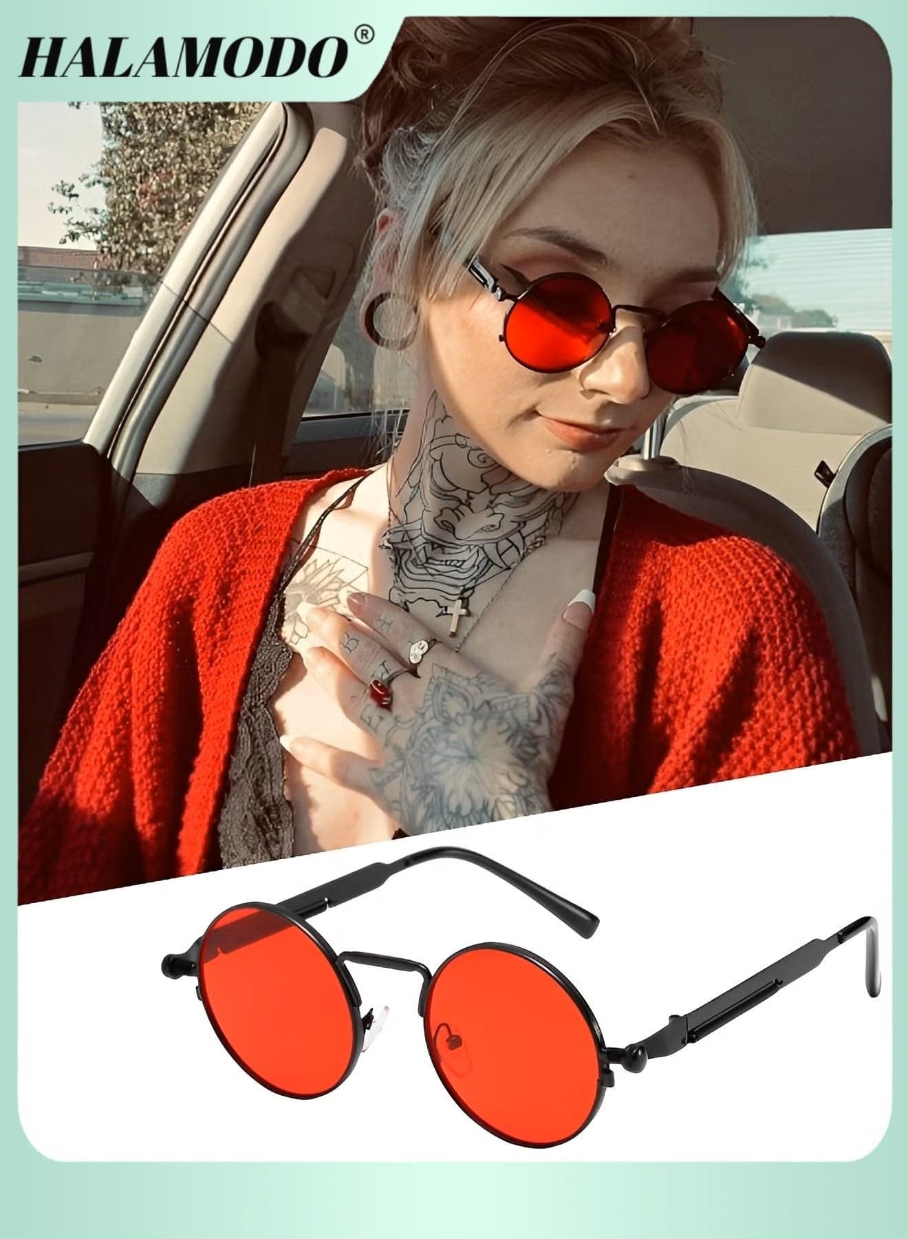 Retro Small Round Sunglasses Steampunk Sunglasses Trendy Circle Sun Glasses UV400 Protection Metal Frame Punk Circle Inspired Shade for Men Women