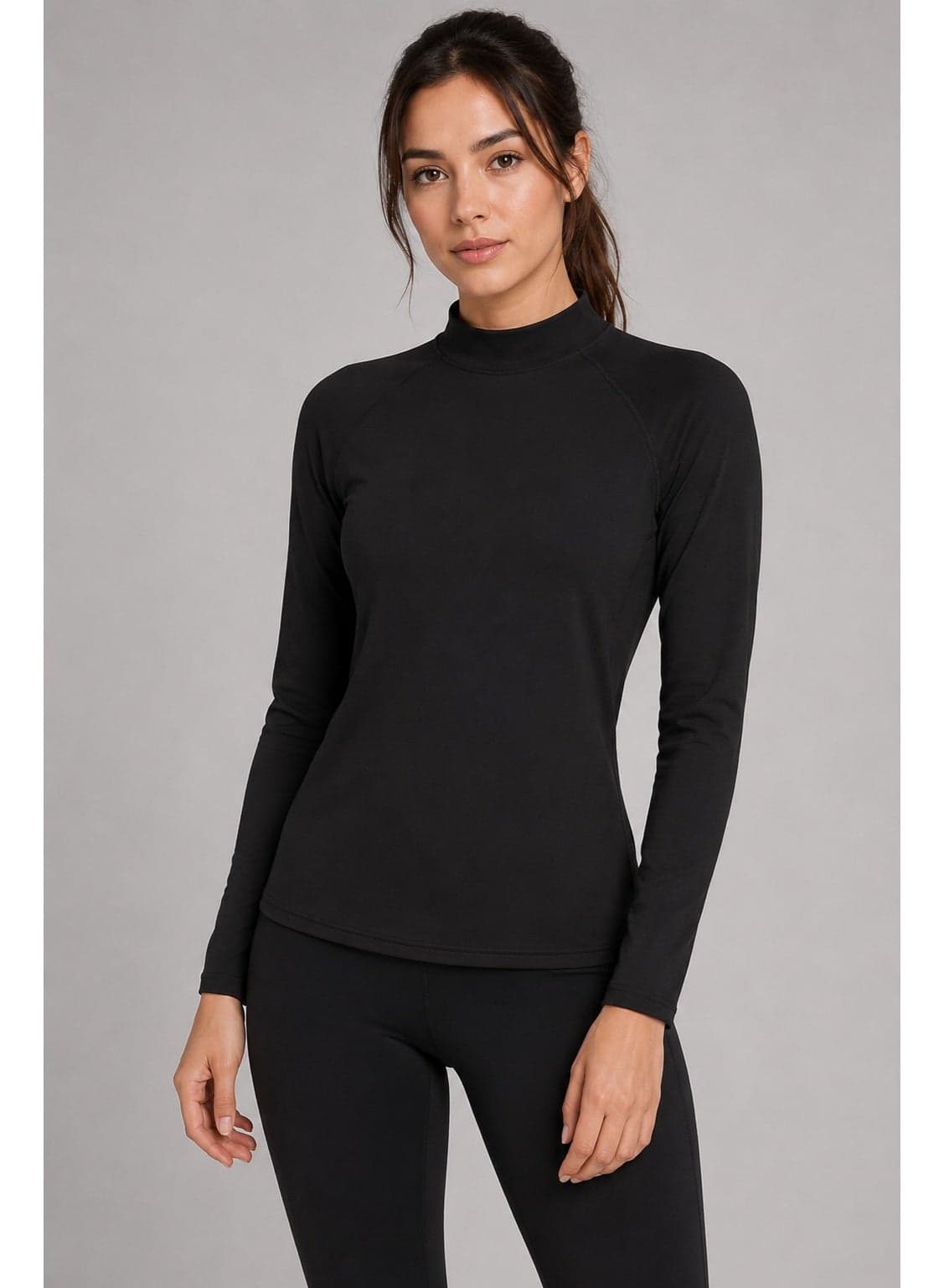 Women’s Mock Neck Thermal Top Fleece Lined Long Sleeve Stretch Winter Base Layer