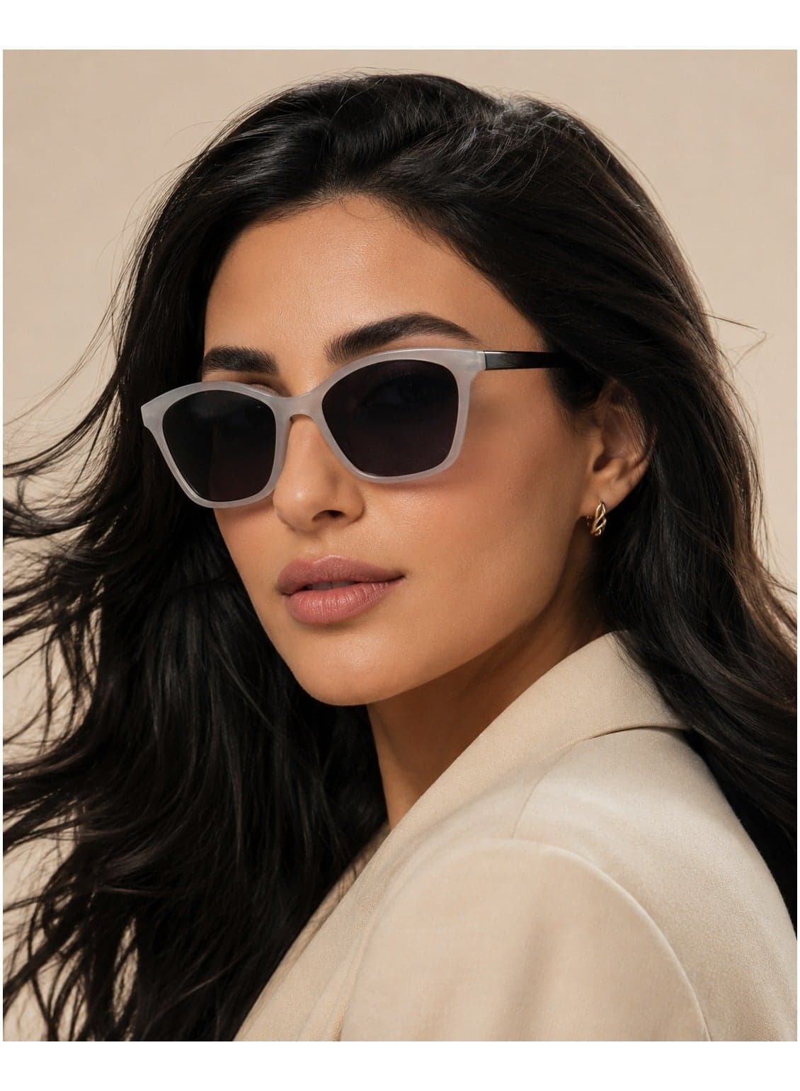 KAT Sunglasses for Women Men, Cat-Eye Frame with Spring Hinges and Tinted UV400 Protection Lens, Grey (Pack of 1)