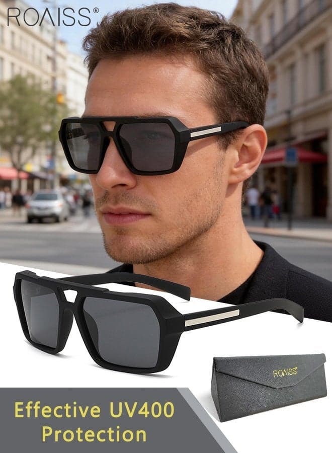 Men's Aviator Sunglasses, UV400 Protection Sun Glasses with Unique Temples, Fashion Anti-Glare Sun Shades for Men Driving, Fishing, Traveling 58mm