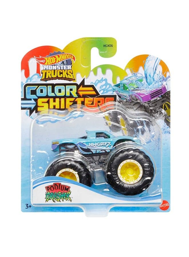 Hot Wheels Monster Trucks Color Shifters Assortment – 1:64 Scale Big Tire Truck with Endless Color Change Decos, 3+ Years – Vehicle Playset Toy for Kids Ages 3+