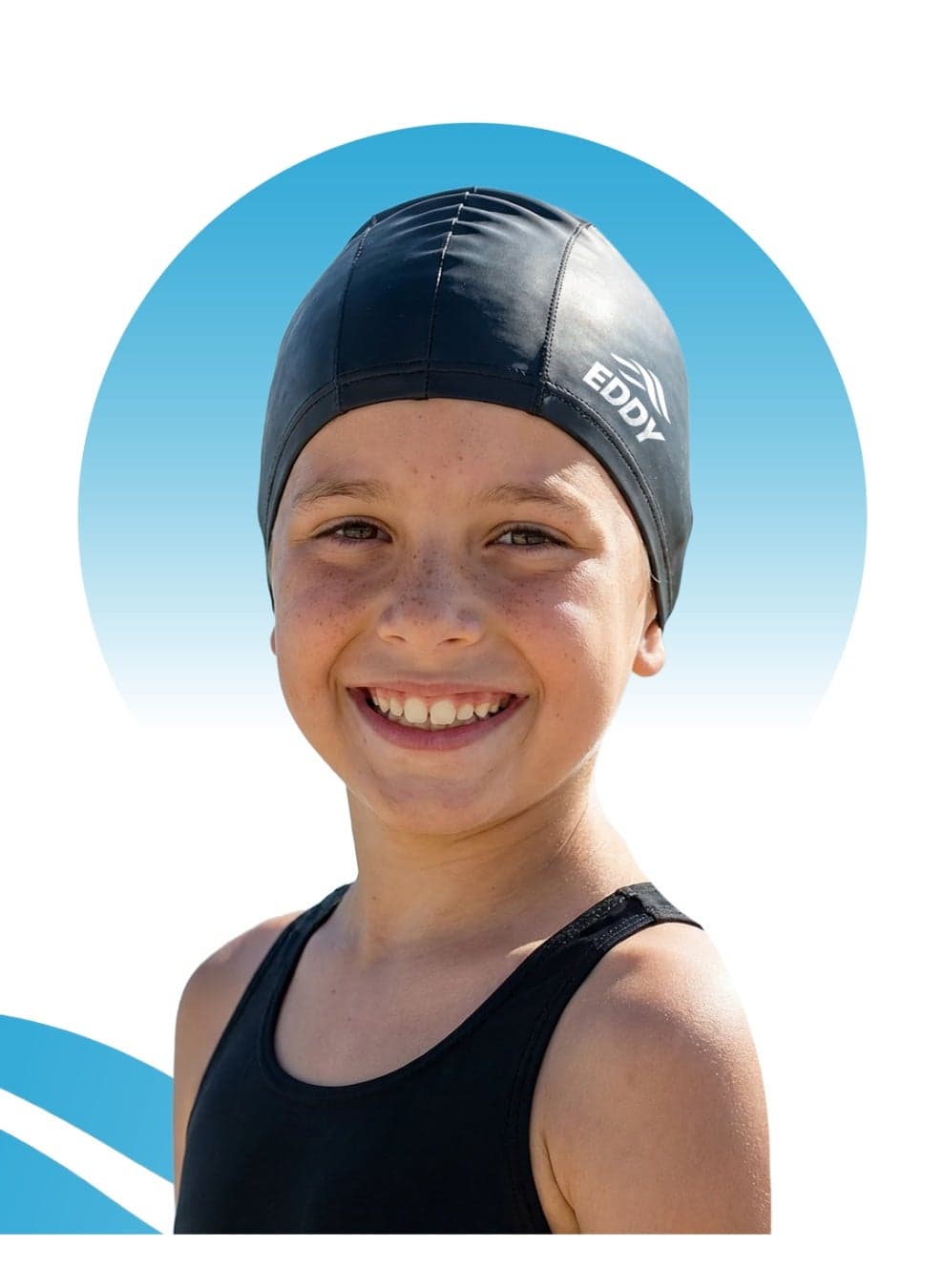 EDDY Kids Swim Cap – Lightweight PU-Coated Fabric, Long Hair Friendly, Soft & Stretchy Swim Cap for Boys & Girls – Comfortable, Durable, Water-Resistant, Easy to Wear – Ideal for Swim Lessons, Pool & Beach Fun