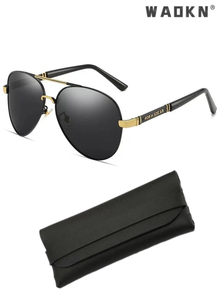 Men's Polarized Aviator Sunglasses, UV400 Protection Sun Glasses with Metal Frame,Fashion Anti-Glare Glasses for Men Driving, Fishing, Traveling Black
