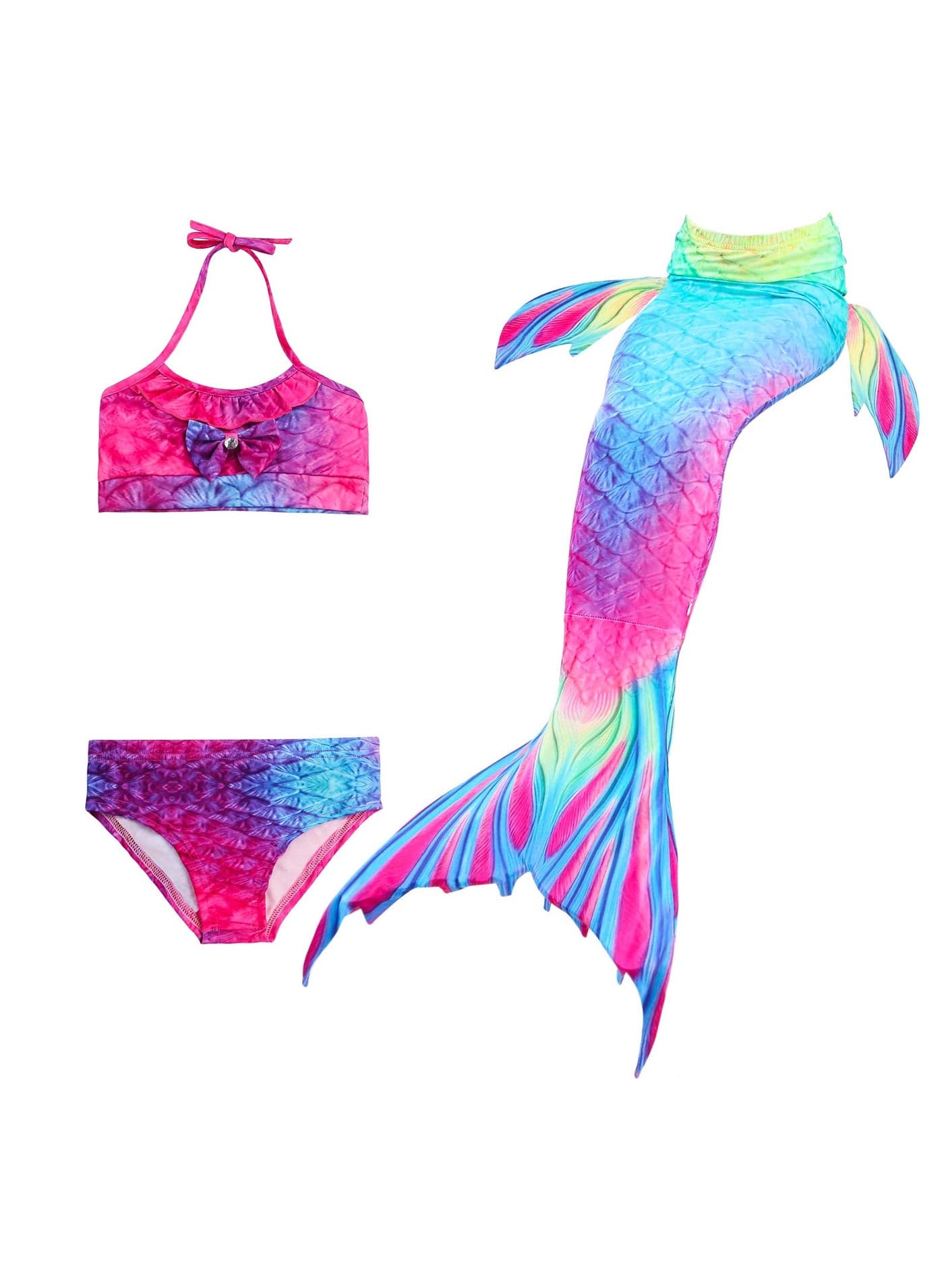 COOLBABY Girls Swimsuit Three Piece Children's Mermaid Tail Swimsuit Mermaid Costume Swimwear (110 Size)