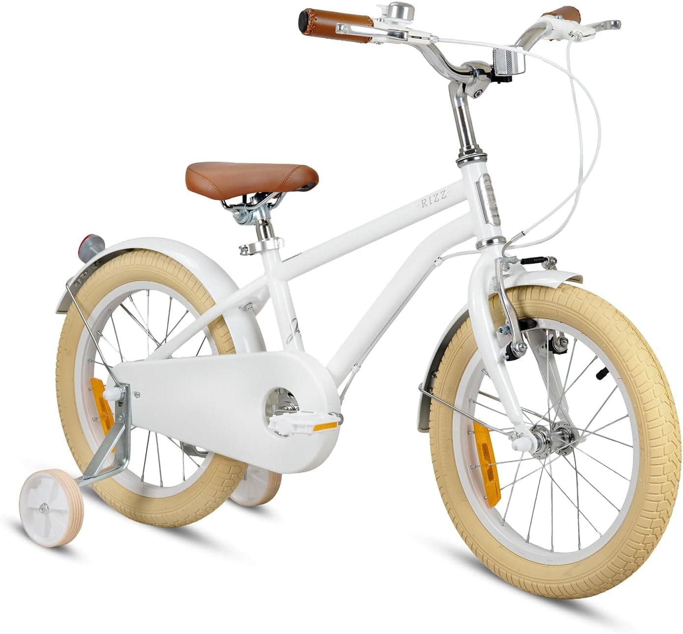 RIZZ Platinum Junior 16-Inch Kids Bike | 16-Inch Wheel Size | Adjustabe Seat | Training Wheels | White