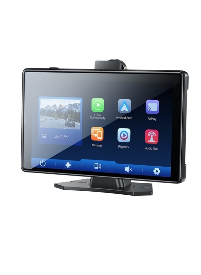 Yesido KM18 CarPlay Center Console – 9" Touch Screen Portable Car Multimedia System with Rear Camera, Driving Recorder, Wireless Apple CarPlay & Android Auto, Navigation & Bluetooth – Black