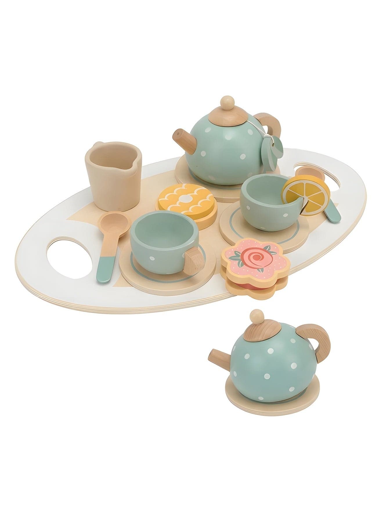 Wooden Tea Party Set for Little Girls Boys,Wooden Tea Toys with Tea Pot Cups,Toddler Tea Set Play Kitchen Accessories for Kids Tea Party Toys,Princess Kitchen Tea Party Pretend Play Toy