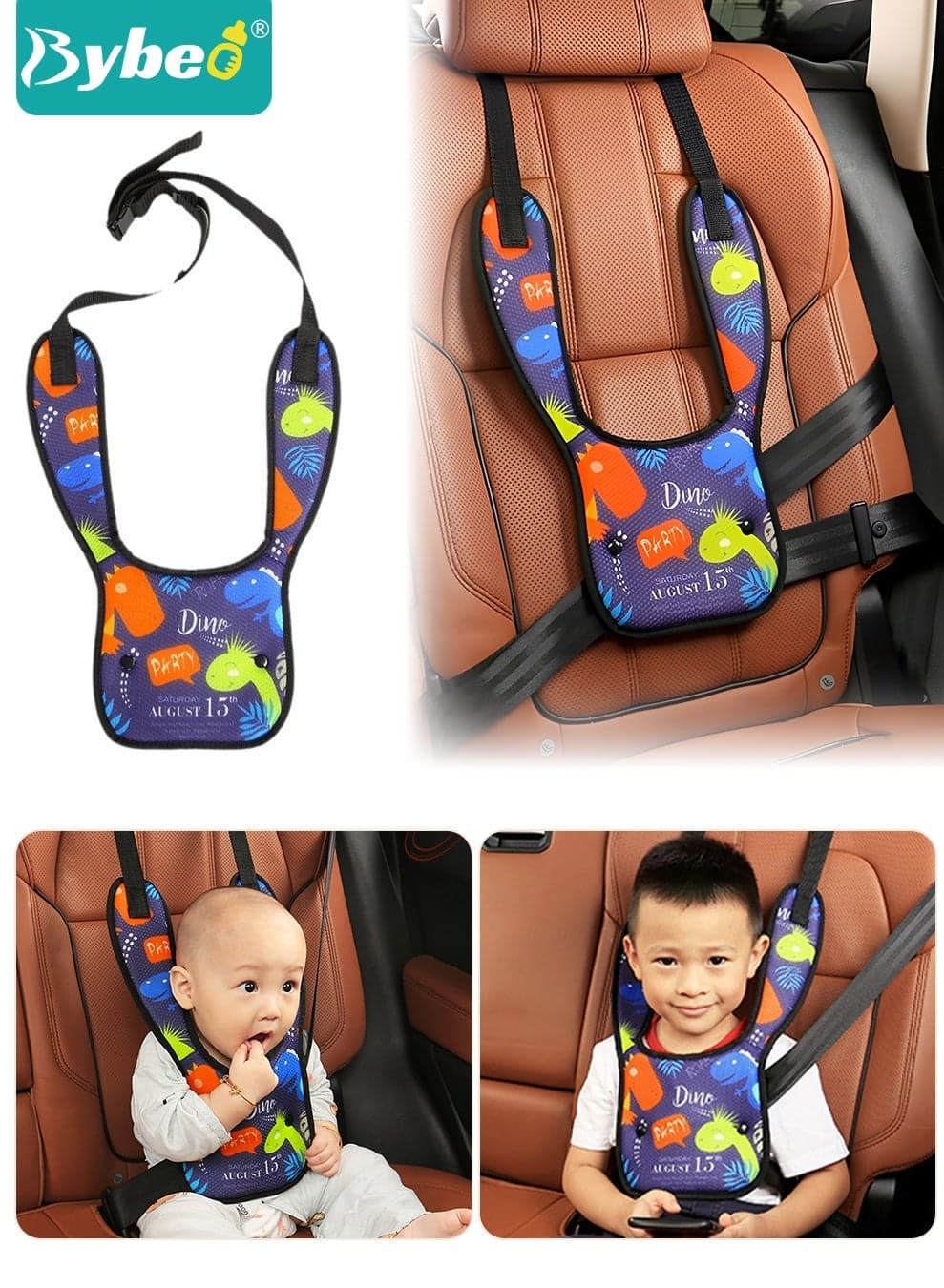 Child Seat Belt Adjuster, Kids Seatbelt Cover Pads for Neck Support, Car Safety Travel Harness Protector, Adjustable Shoulder Positioner Strap, 40*30 CM