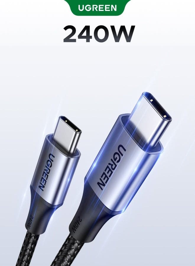 240W USB C Cable 2M Braided 48V 5A Power Delivery PD3.1 Fast Charge USB Type C Cable For iPhone 16 15 Series Macbook Pro Air M3 M2 M1 iPad Pro Dell XPS Galaxy S24 S23 Ultra Xiaomi Huawei Lenovo Asus 2m 240W