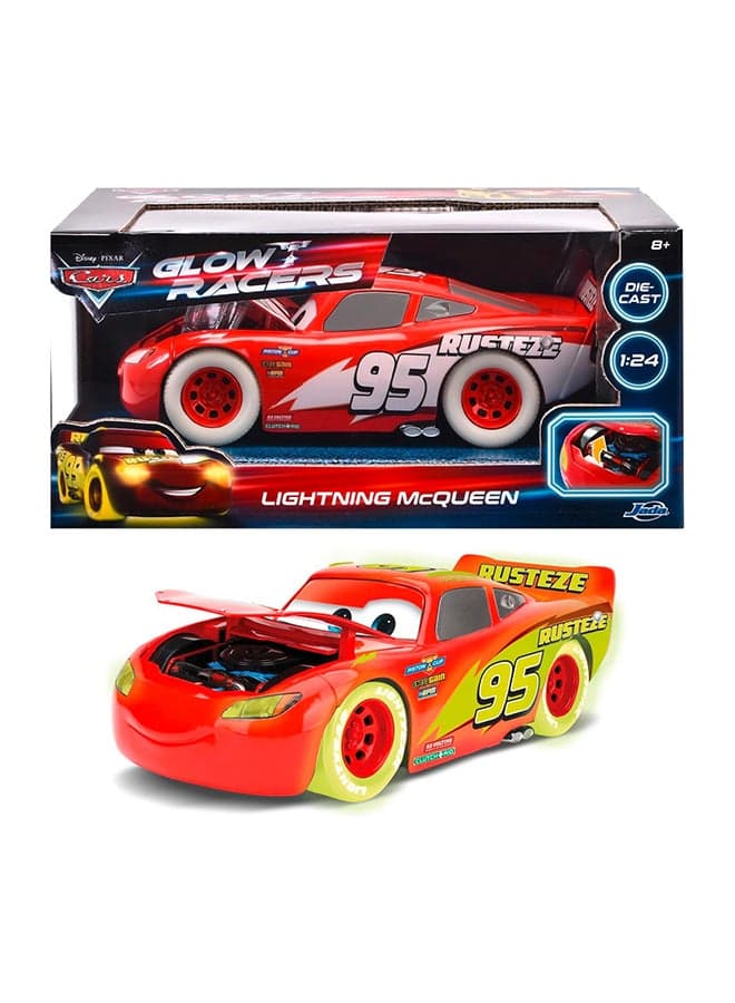 Toys Disney Pixar Cars Lightning McQueen Glow Racers Remote Controlled Vehicle, Toys for Kids and Adults – 1:14 Scale, Multicolored