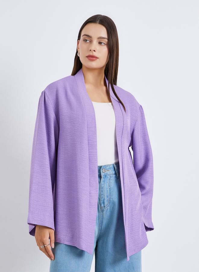 Women Solid Open Front Kimono