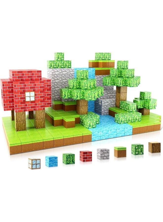Magnetic Blocks, 100PCS Game-Based Magnets Cubes, Magnetic Building Blocks STEM Montessori Sensory Toys for 3 4 5 6 7 8-13 Year Old Boys Girls Birthday for Kids