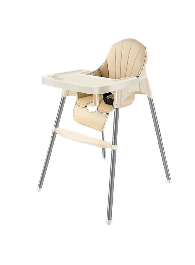 Baby Dining Table And Chairs Portable Thickening Stainless Steel Pipe With Seat Cushion Beige