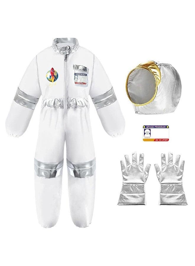 Children's Space Suit, Halloween Cosplay costume, Astronaut, Cosmonaut, Festival Party Performance Costume, Role-playing Costume Set, Size M (110cm -120 cm)