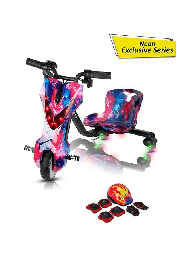 MyToys | Mini 36V High-Power 360° Electric Stunt Drifting Scooter For Kids & Adults - Adjustable Body With Bluetooth & Protective Gear, 3 Speed Modes, 250W Brushless Motor, 8-15 Km/H With 80 Kg Load, Noon Exclusive Series - Candy Pink | Blue | Age 6+
