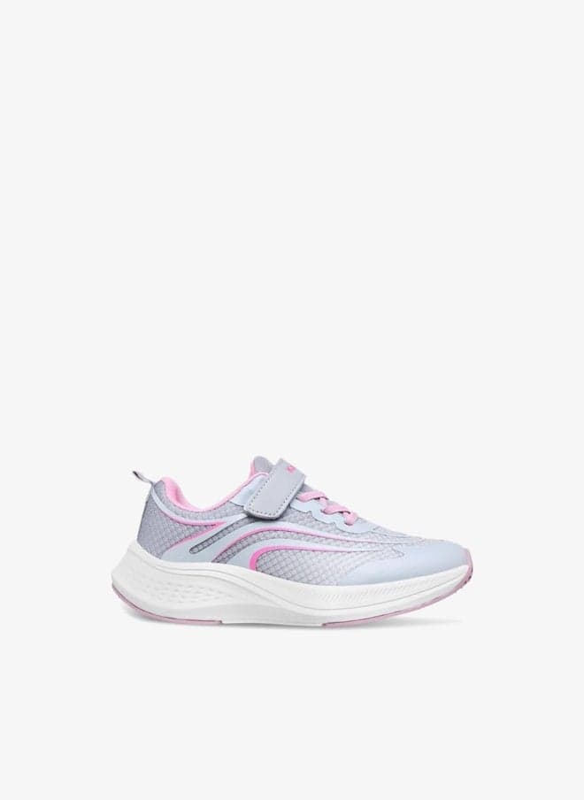 Girls' Textured Sports Shoes with Hook and Loop Closure