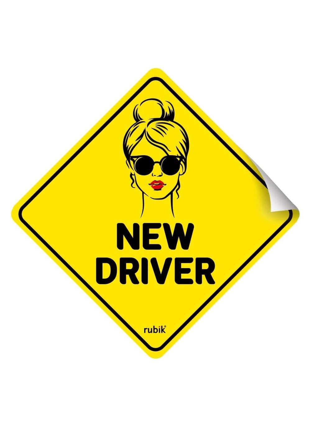 New Driver Car Sign Self Adhesive Sticker Reflective Removable for Beginners Car SUV Van Drivers (Size 12cm x 12cm)
