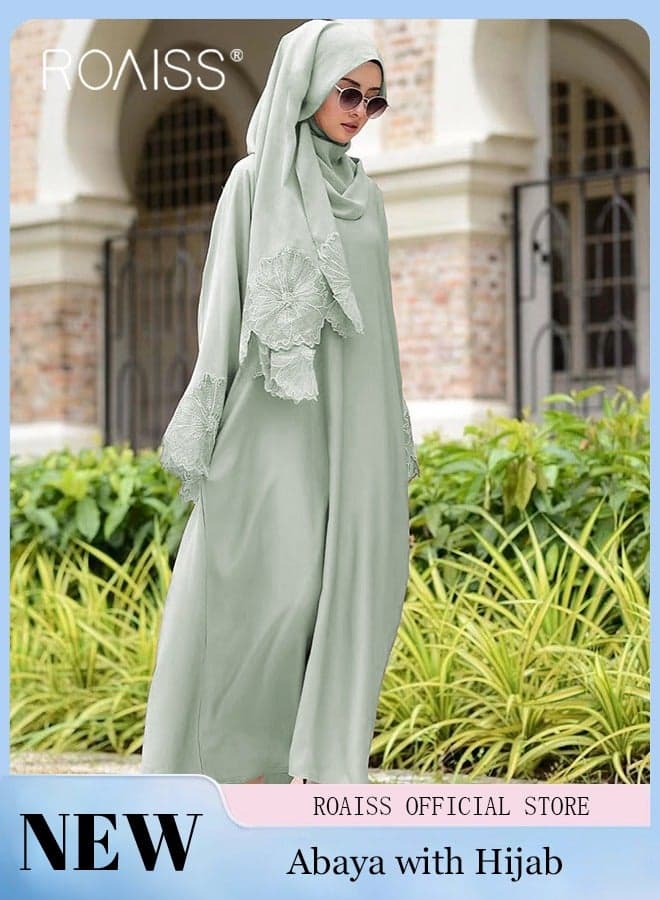 Women's Long-Sleeved Solid Dress Fashionable Dress with Large Flowing Hemline and High Waistline Elegant for Casual Outfits and Special Occasions Soft Red Light Green