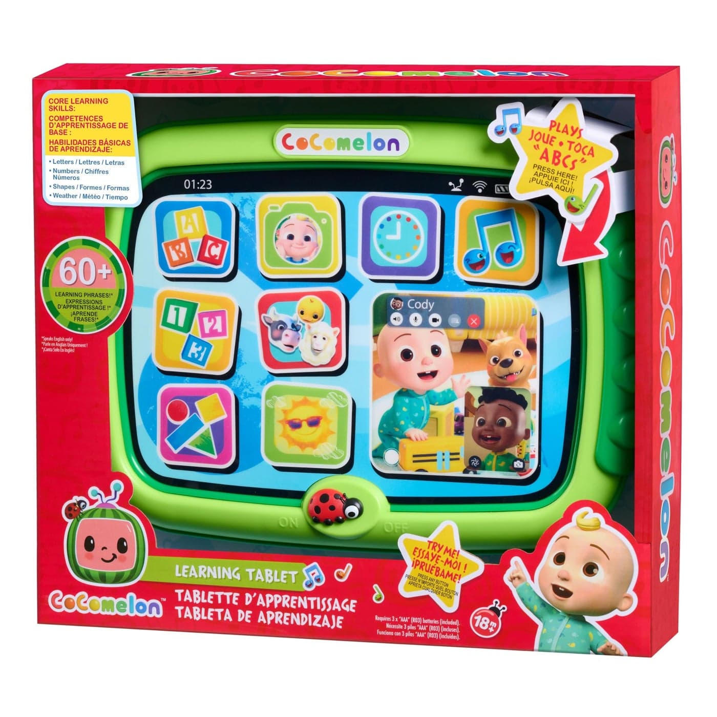 Just Play CoComelon Learning Tablet, 60+ Learning Phrases, Sing-Along to The “The Alphabet Song, Kids Toys for Ages 18 Month