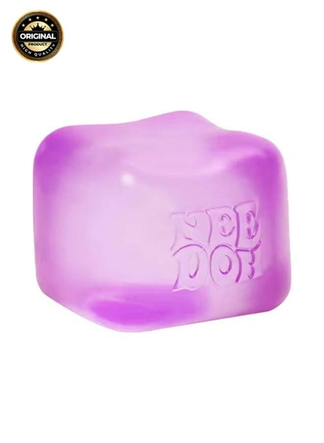 NeeDoh Nice Cube Sensory Squeeze Toy, Super Solid Squish Stress Relief Cube, Returns to Shape, Store in Cool Area, 2.25 Inch Purple Cube
