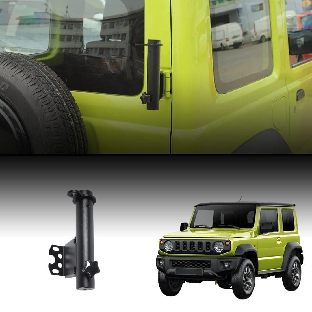 TRX AUTO Rear-Mounted Flag Pole Holder for Suzuki Jimny 2018 - 2025 | Heavy-Duty Steel Bracket for Tailgate Installation | Sturdy Metal Holder Bracket | Accessories Fit for Suzuki Jimny