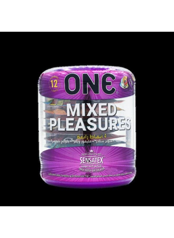 Condoms Mixed Pleasures | Variety Is The Spice Of Life | For Endless Intimacy, Add Some Flavor and Texture | 12 Count